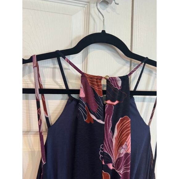 Anthropologie Tiered Halter Maxi Dress Dark Floral Boho - Picture 5 of 8